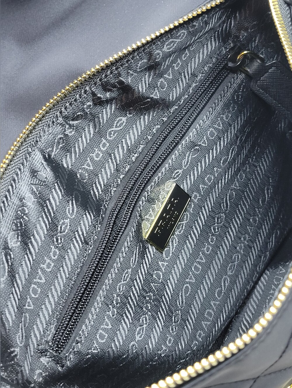 GWP Prada Black Quilted Tessuto Nylon Chain Bag 9"x8", New In Box - Picture 12 of 15